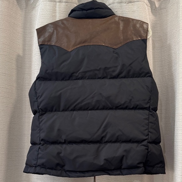 Ralph Lauren RLX Black And Brown Cow Hide Leather Down Vest Women’s Size L - Picture 5 of 10